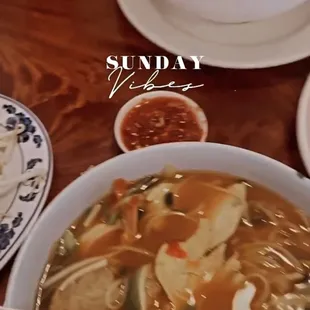 Seafood pho and wonton pho with chicken/shrimp added in.