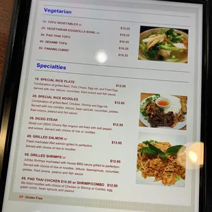 a menu on a phone