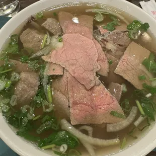 Build Your Own Pho: meatballs, rare steak, brisket