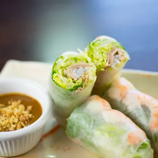 Shrimp and pork spring rolls