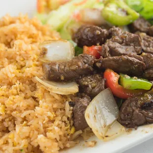 Filet Migon on tomato fire rice