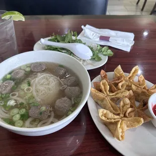 Meatball pho and crab ragoo