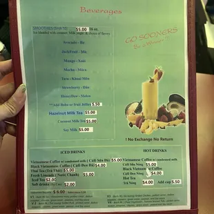 menu