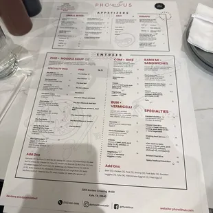 menu