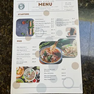 Menu front page