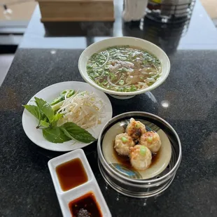 a variety of food items on a table