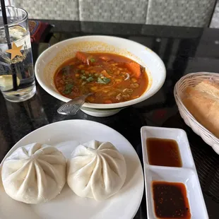 Pork bun and beef stew with Baguette