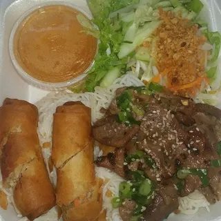 Vermicelli with Grilled Pork and Egg Rolls