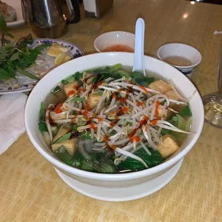 Mixed Vegetables and Tofu Noodle Soup