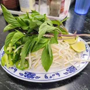  a plate of noodles and basil