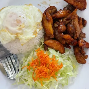 Teriyaki chicken with egg and rice