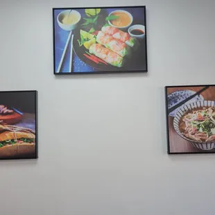 a variety of food items displayed on a wall
