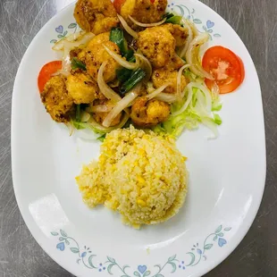 Crispy Fried Squid with Fried Rice