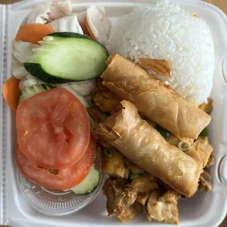 18. Grilled Chicken and Egg Roll with Rice Dish Special