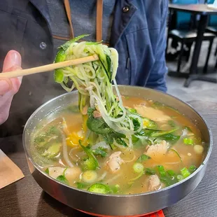 Chicken Pho with zucchini noodles