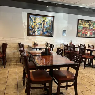tables and chairs in a restaurant