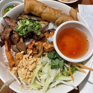 B8. Grilled Shrimp and One Crispy Egg Roll with Rice Vermicelli Bn Tm Nuong and Cha Gi
