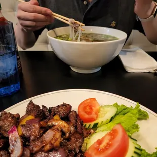 shaking beef and pho