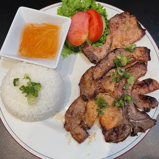 Grilled porkchop with rice