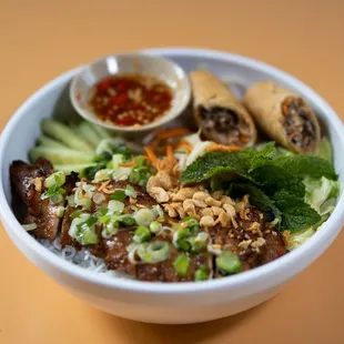 a bowl of asian food