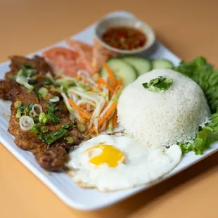 a plate of food on a table