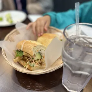 a plate of food and a glass of water