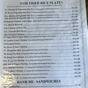 Extensive Menu as of 07/2024.