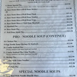 Extensive Menu as of 07/2024.