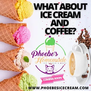 ice cream cones and a cup of coffee