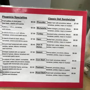 menu