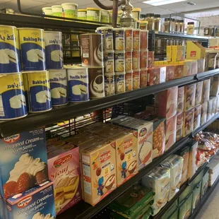 shelves of food