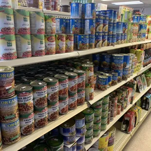 canned food on shelves