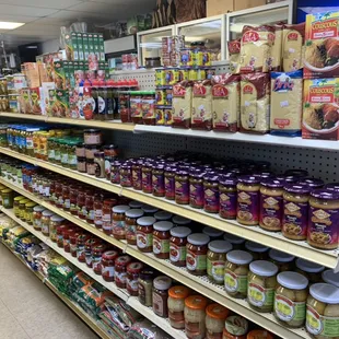 shelves of food