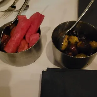 Pickled radishes and olives