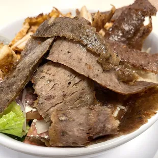 Combination gyro and chicken shawarma
