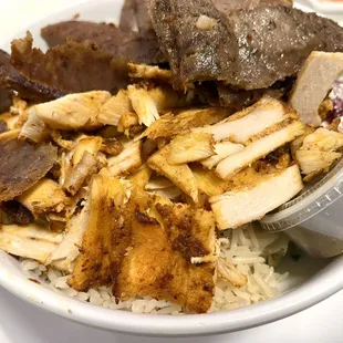 Combination gyro and chicken shawarma