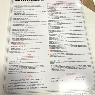 menu