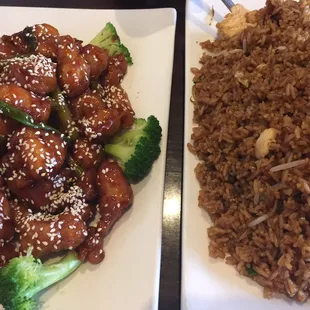 Sesame chicken and combination fried rice. It's okay.