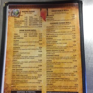 menu