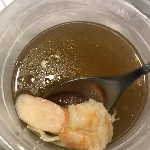 Cheap imitation crab (fishcake) and shrimp.