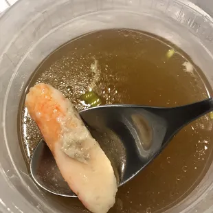 Soup stock was lacking and tasted cheap.