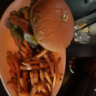 a burger and french fries