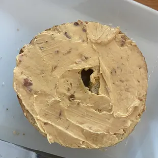 salted bagel w/ chorizo cream cheese