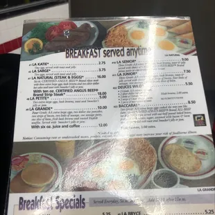 breakfast menu