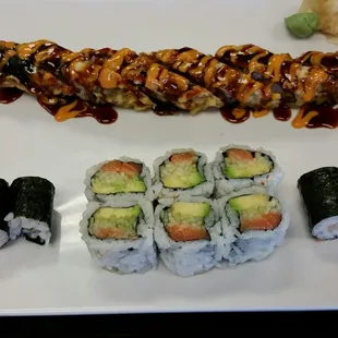 Salmon Roll, Alaska Roll and Wild Fire Roll