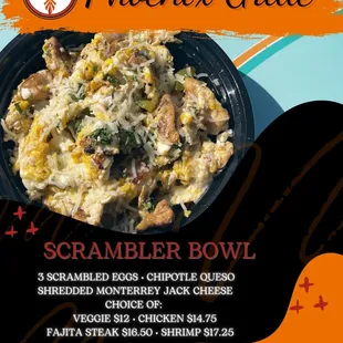 Brunch menu is here with a classic scramble bowl