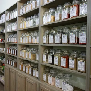 shelves of herbs and spices