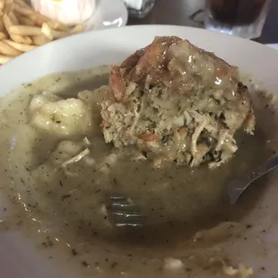 The chicken ball! This picture does no justice. Chicken, stuffing, mash potatoes deep fried goodness