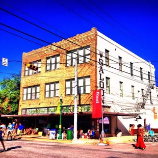 the corner of a city street