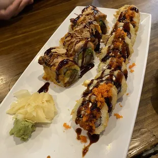 Bagel Roll and Golden Dragon Roll